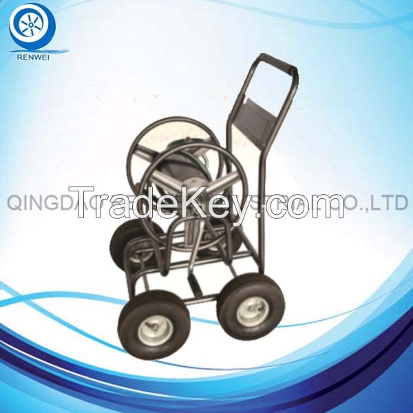 4-Wheel Garden Hose Reel Cart with Tools Bucket