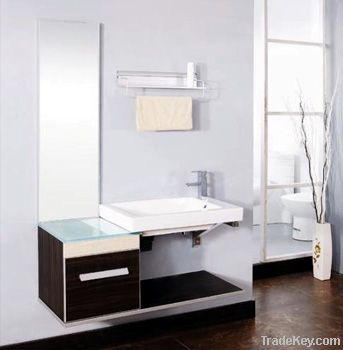 mirror, solid wood bath cabinet, granite