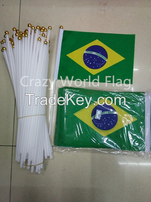 Hand Waving Polyester Flag 14*21cm #8 Brazil National Flag