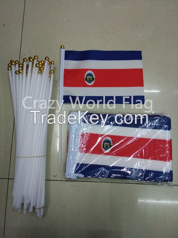 Hand Waving Polyester Flag 14*21cm #8 CostaRica National Flag