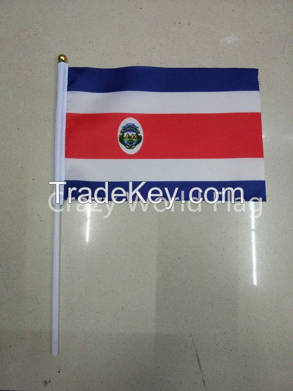 Hand Waving Polyester Flag 14*21cm #8 CostaRica National Flag