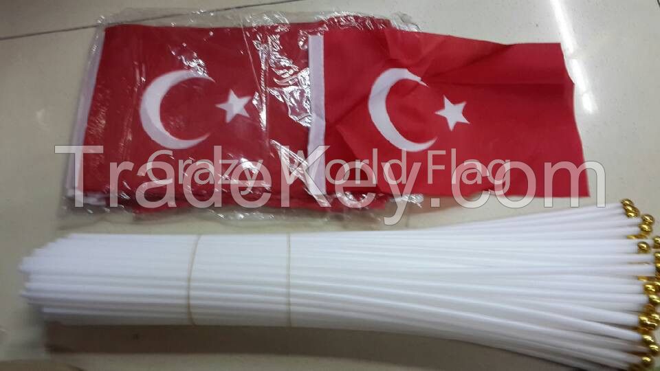 Hand Waving Polyester Flag 14*21cm #8 Turkey National Flag