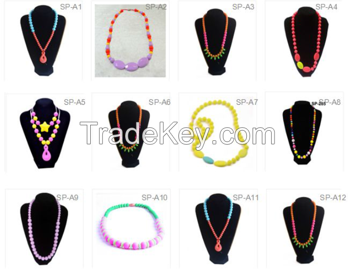 Silicon Necklaces, pendents and bracelets for teething and chewing