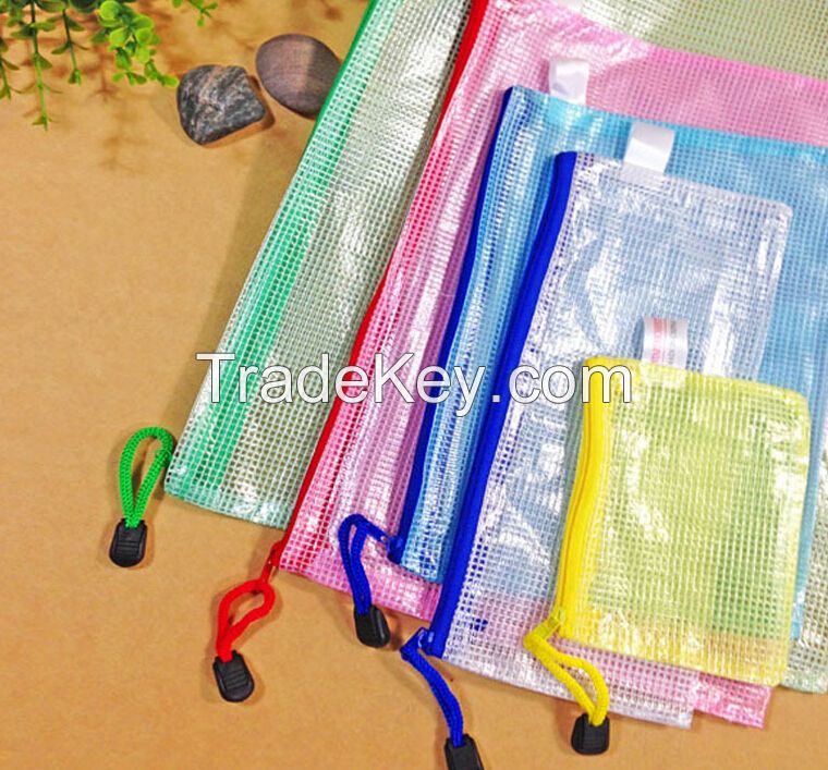 PVC mesh zipper Bag, Document Bag