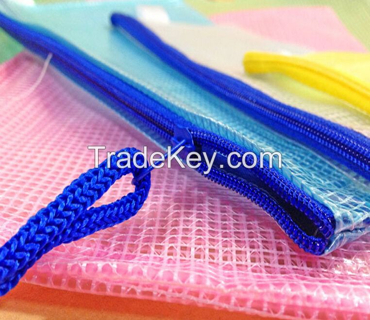 PVC mesh zipper Bag, Document Bag