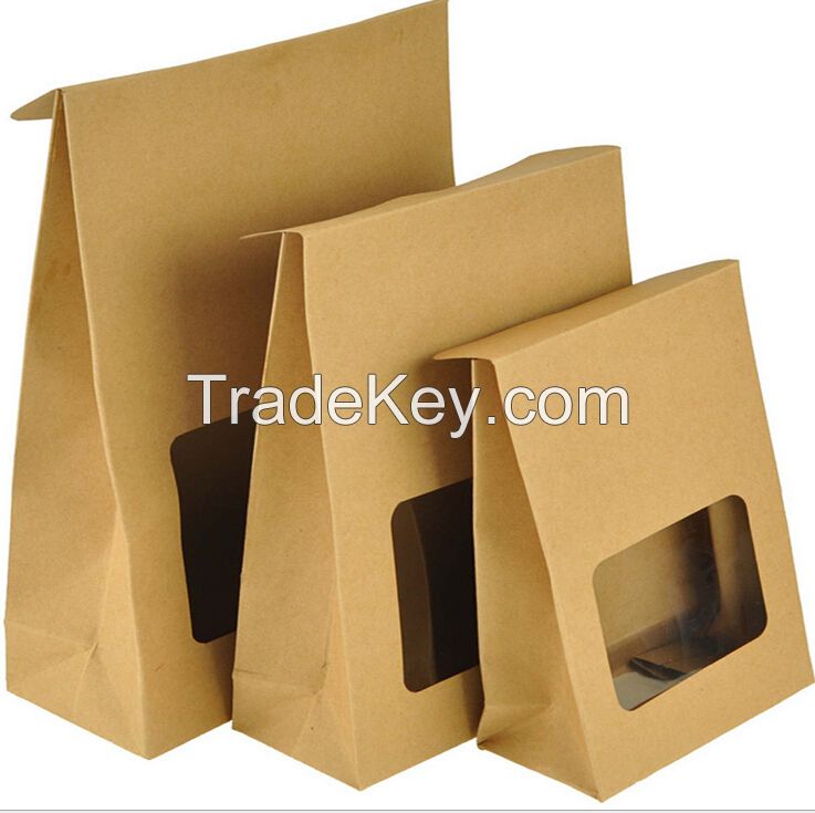 PVC window kraft paper box, reticule rectangle folding paper box