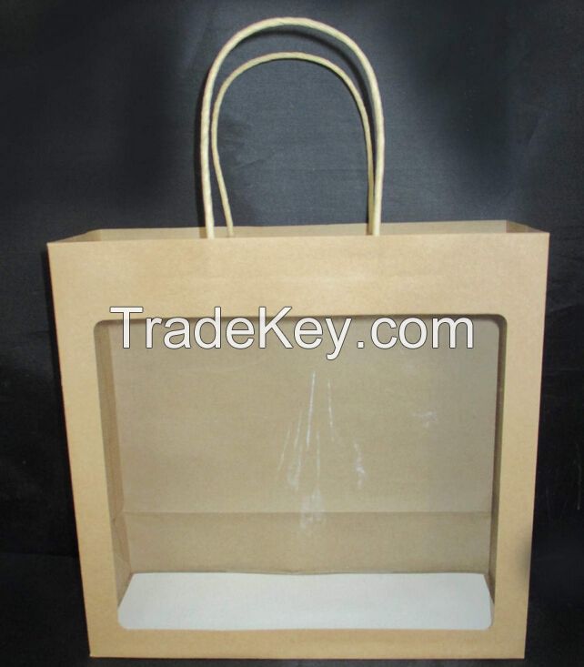 PVC window kraft paper box, reticule rectangle folding paper box