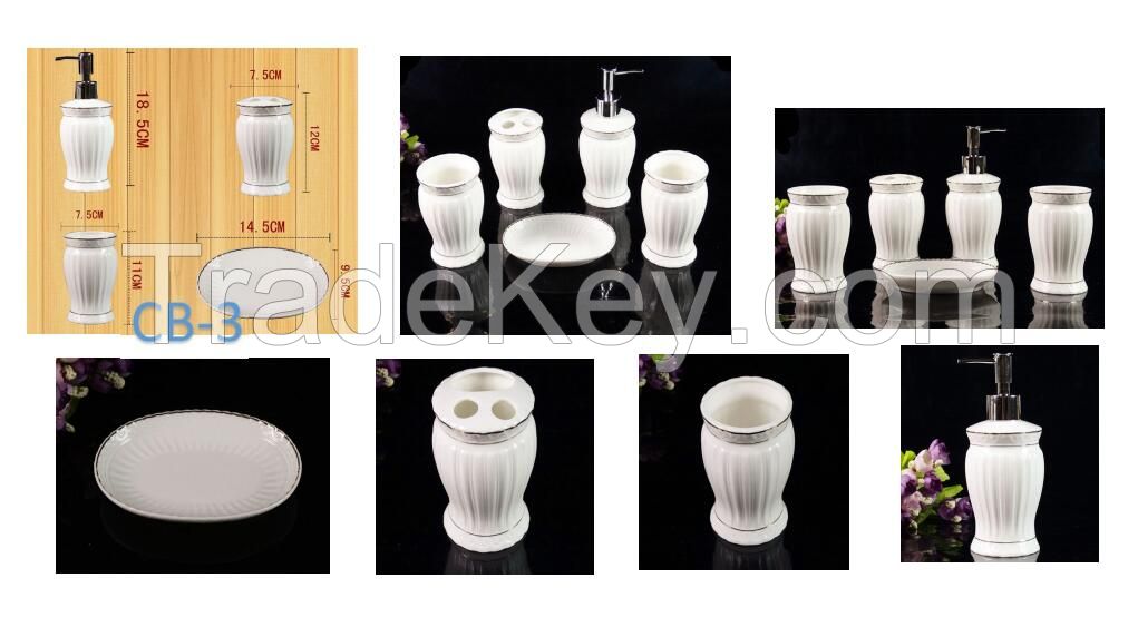 Pure white ceramic soap and lotion dispenser