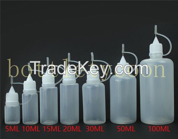 Empty E Liquid Plastic Dropper Bottles with Metal needle cap