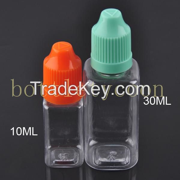 Empty E Liquid Plastic Dropper square Bottles with Child Proof  cap