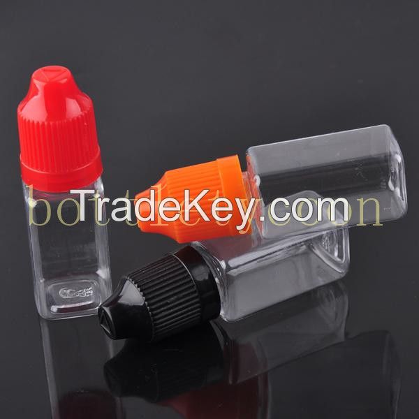 Empty E Liquid Plastic Dropper square Bottles with Child Proof  cap