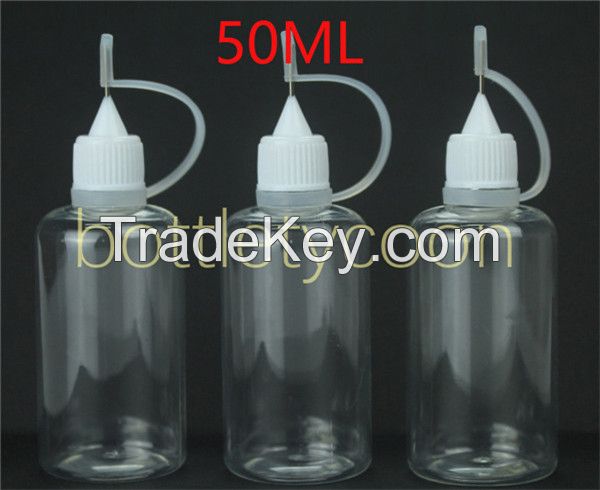 Empty E Liquid Plastic Dropper Bottles with Metal needle cap PET