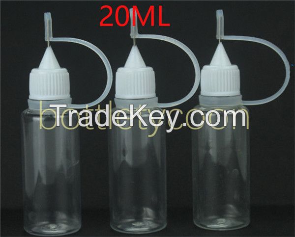 Empty E Liquid Plastic Dropper Bottles with Metal needle cap PET