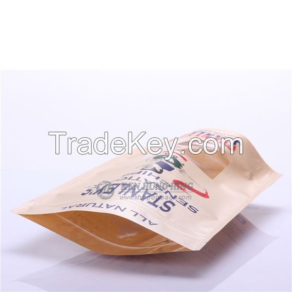 Gravure Printing Clear Window Kraft Paper Zipper Stand up Pouch Bags