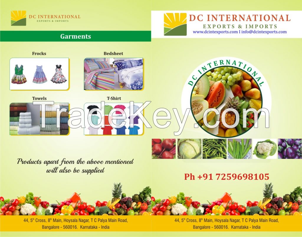 Fruits, Vegatables, Cereals, Pulses, Spices