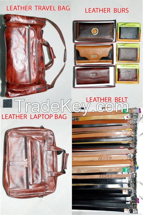 Leather ready made goods such as ladies purse,travel bags,wallets,shoes and belts