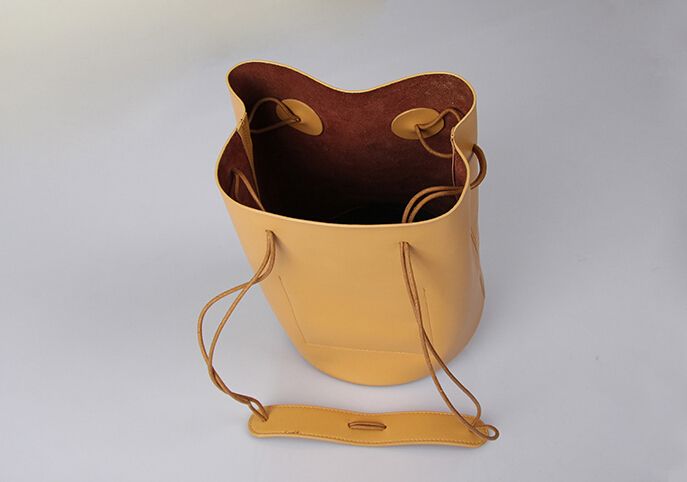 Simple Retro Cow Leather bucket Tote bags