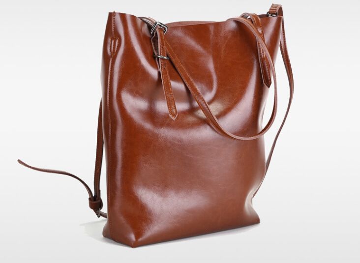 Retro Waxy Leather bucket Tote bags