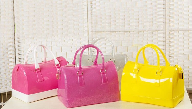 Transparent Shining Candy color Jelly Pillow-shaped shoulder handbag tote bag