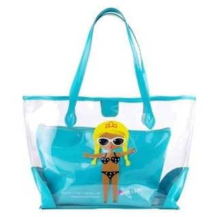 Women Clear Transparent waterproof Plastic PVC cartoon Shoulder Bag Handbag Zipper Purse