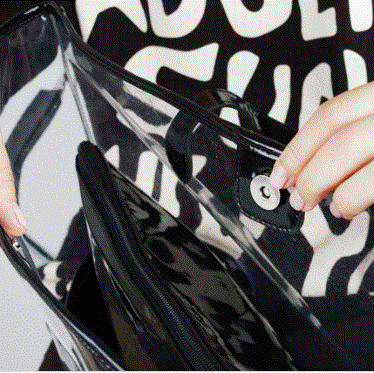 Women Clear Transparent waterproof Plastic PVC cartoon Shoulder Bag Handbag Zipper Purse