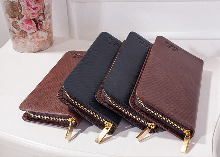 New fashion Mens Business Leather Card Cash Holder Bifold long Wallet