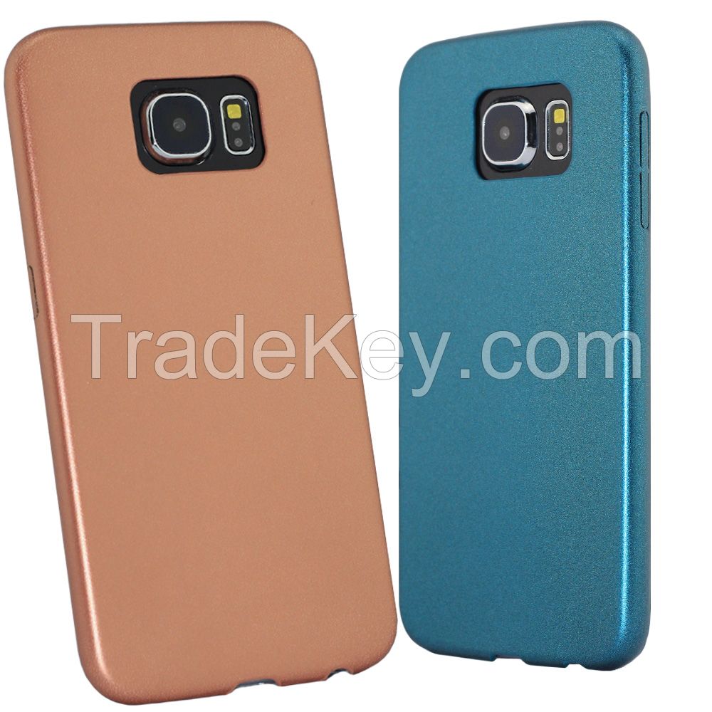 2015 hot sale slim metallic exterior leather case for samsung galaxy s6