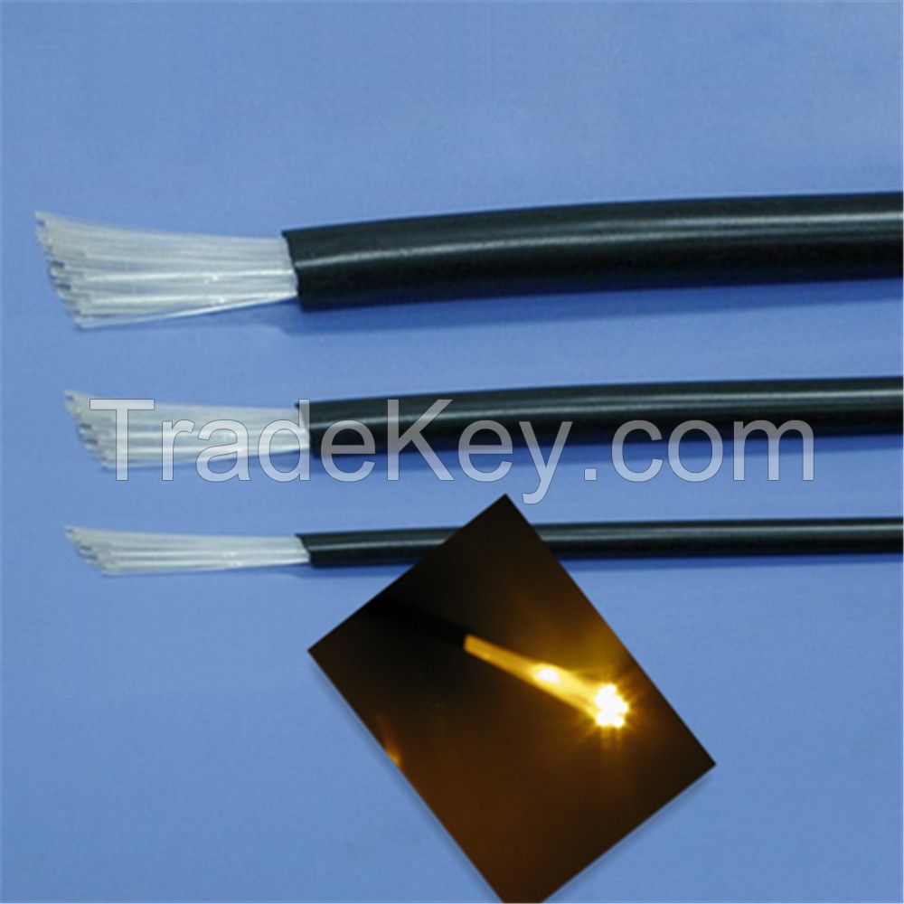 Multistring end glow fiber optic with black PVC jacket for swimming pool decor