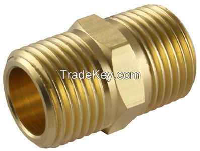 Hex Nipple / machined threaded brass