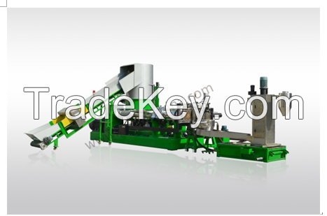 Recycled Plastic Bottle Flakes PET Granulating Machine with Twin Screw Extruder and Feeder