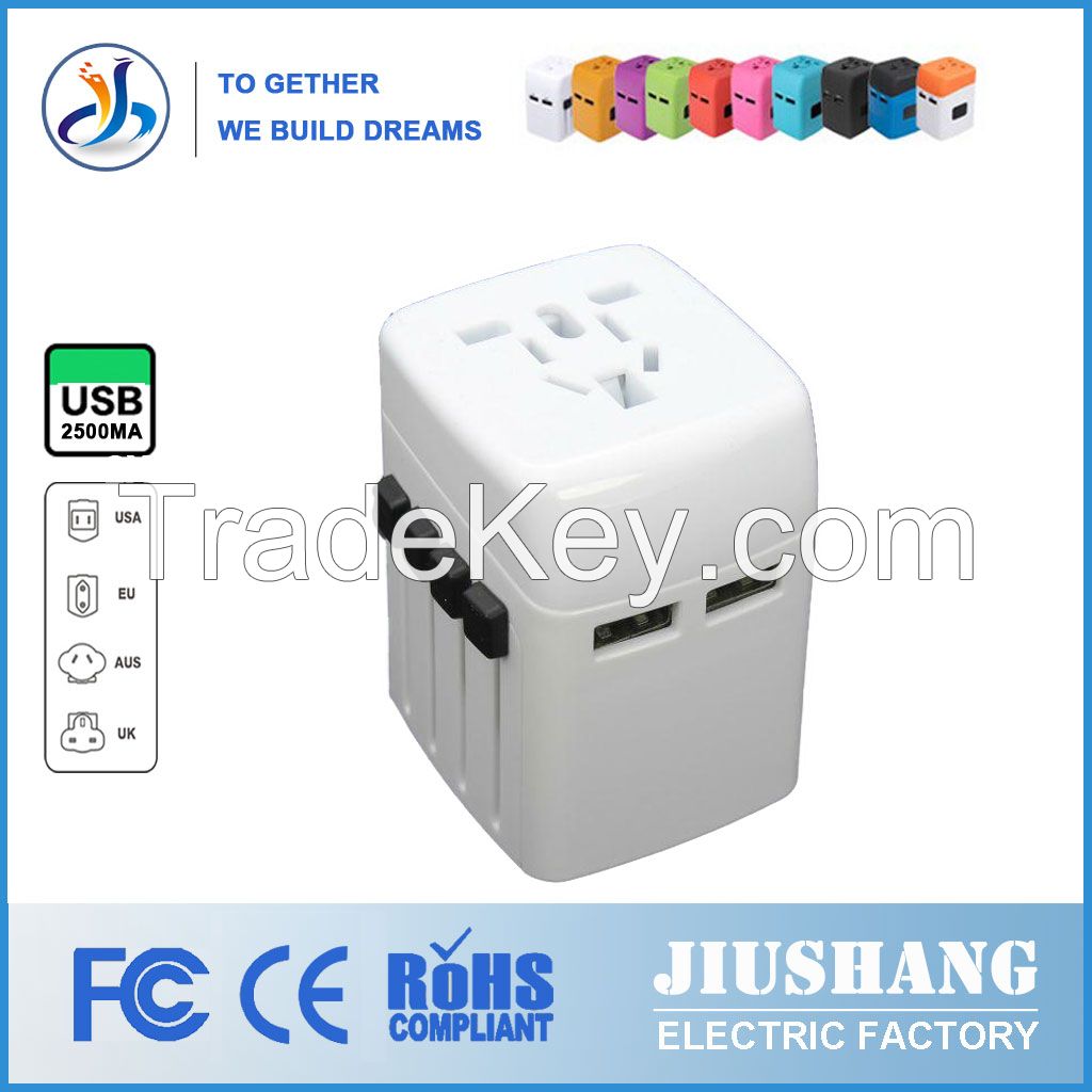 dgjiushang double usb 2500ma 2 flat pin to 2 round adapter plug Multi-
