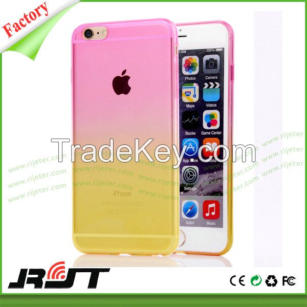 Mobile Accessories Transparent TPU Gradual Color Changing Cell Phone Cases for iPhone 6