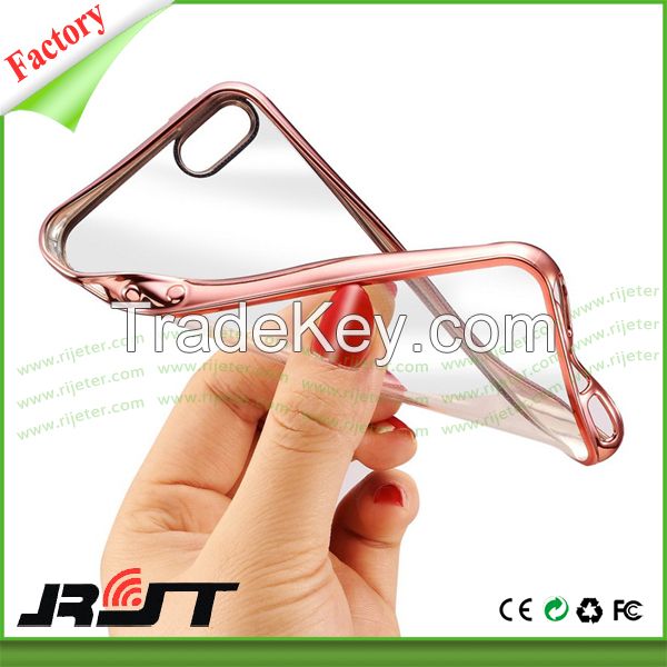 Transparent Clear Ultra Thin Electroplate Soft TPU Cell Phone Cases for iPhone 6