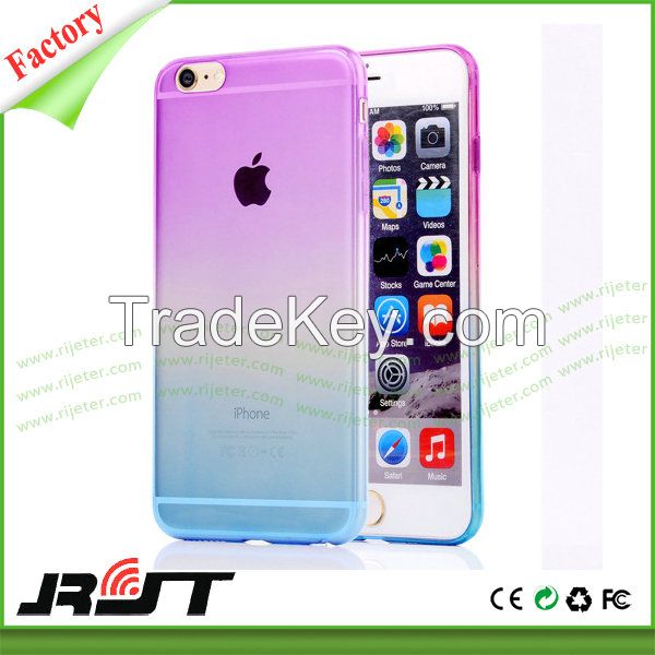 Mobile Accessories Transparent TPU Gradual Color Changing Cell Phone Cases for iPhone 6