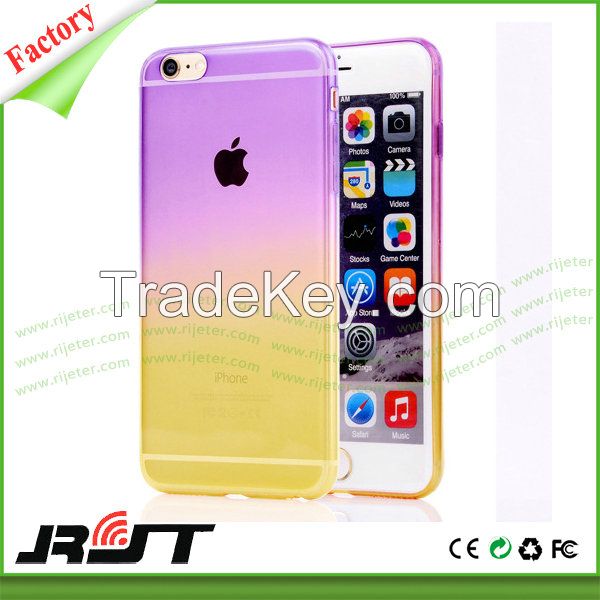 Mobile Accessories Transparent TPU Gradual Color Changing Cell Phone Cases for iPhone 6