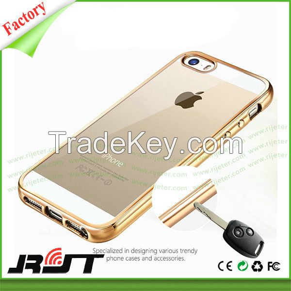 Transparent Clear Ultra Thin Electroplate Soft TPU Cell Phone Cases for iPhone 6