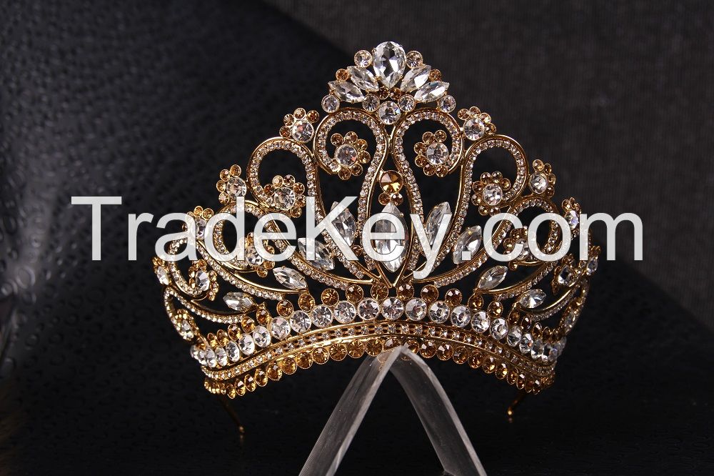 Unique handmade princess tiara crown , wedding tiara, crystal gold tiara hand made for order inlaid with brown SWAROVSKI Crystals