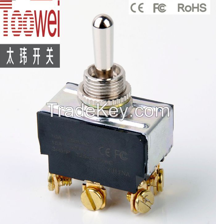 DPDT Toggle switch (ON)-OFF-(ON)  M12 10A 250V T6025W