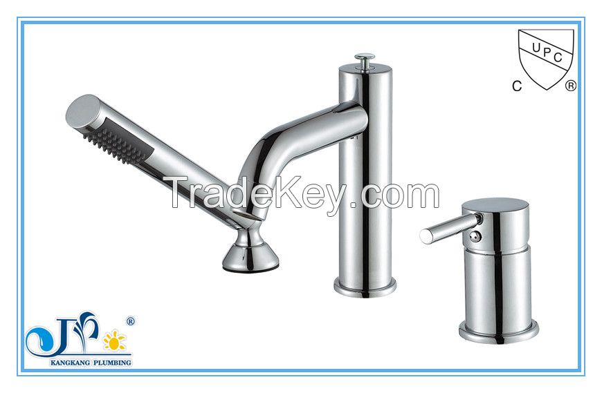 Bathtub faucet with ceramic cartridge and brass handle