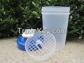 400ml blender shaker bottle with plastic strainer 