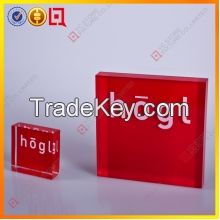 red clolored acrylic block