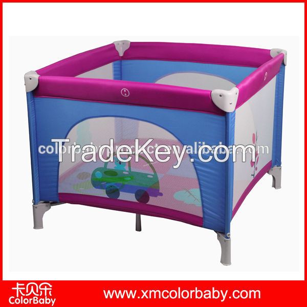 2014 new design square baby crib playpen with cute print BP803F