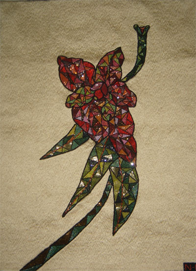 Hand embroidery orchid