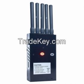 5 Bands Handheld 3G Cell Phone Jammer, Wifi Jammer with Single-Band Control 
