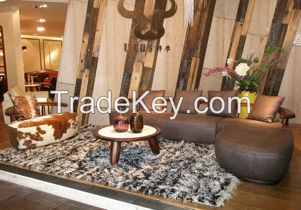 Luxury solid wood top grain leather sofa 