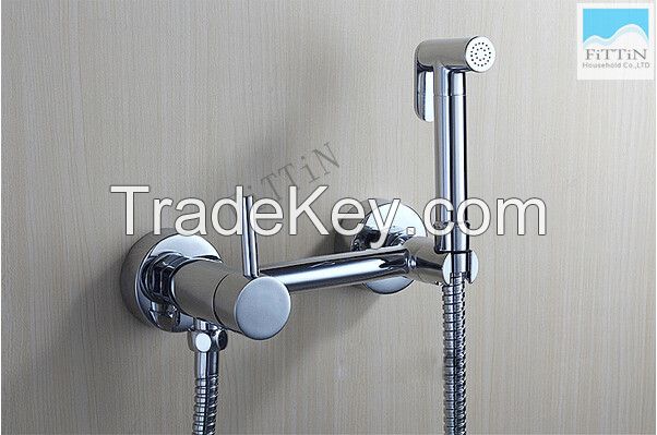 Brass Hand held Bidet Spray Shattaf Kit Sprayer Jet + Hot & Cold Mixer Valve