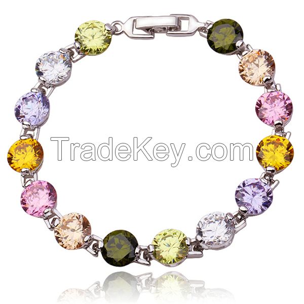Colorful Cubic zirconia bracelets for woman