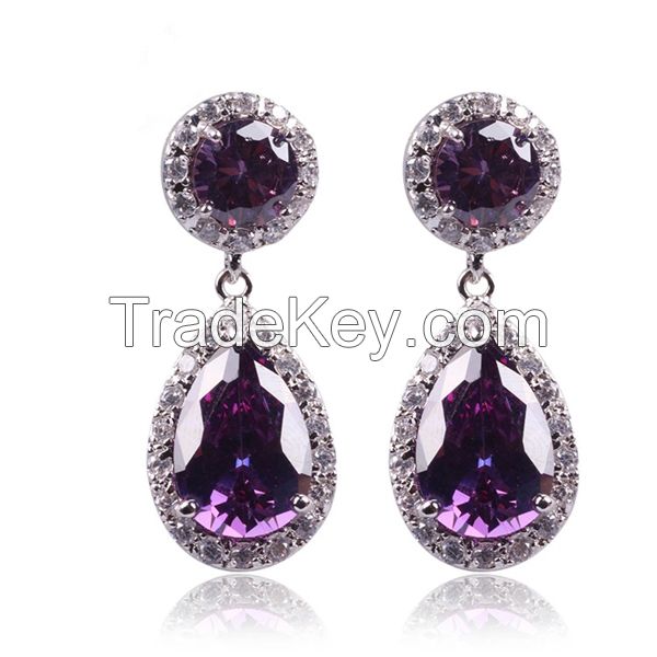 Zircon earrings, made of high-end water drop zircons for fashion women