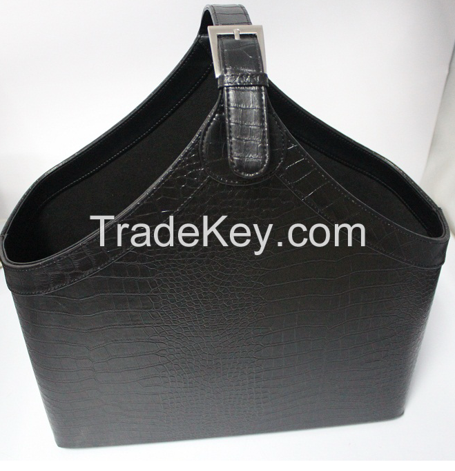 PU leather basket with handle