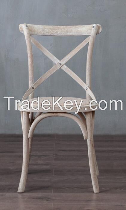 American Rustic Style Oak Wooden Cheap Restaurant Cross Back Chairs